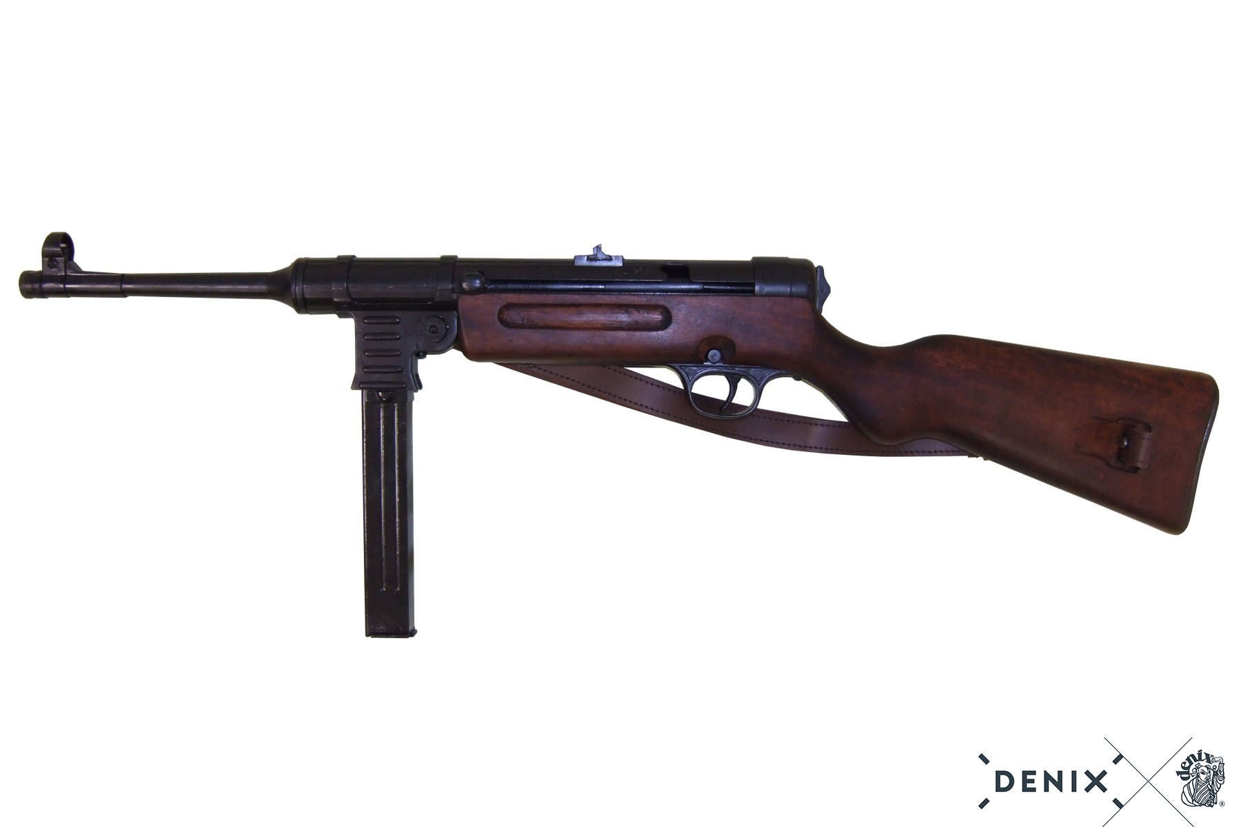 Denix MP41 'Schmeisser' Maschinenpistole Replik – Vintage Militärreplik, Metall & Holz, 86 Cm