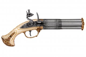 Revolving 4 barrel flintlock pistol, France 18th. C.