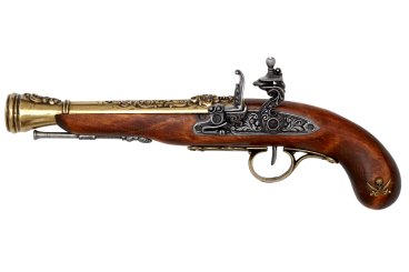 Flintlock pirate pistol, 18th. C. (left-handed)