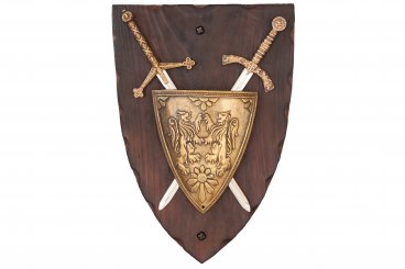 Panoplia con escudo de armas y 2 espadas